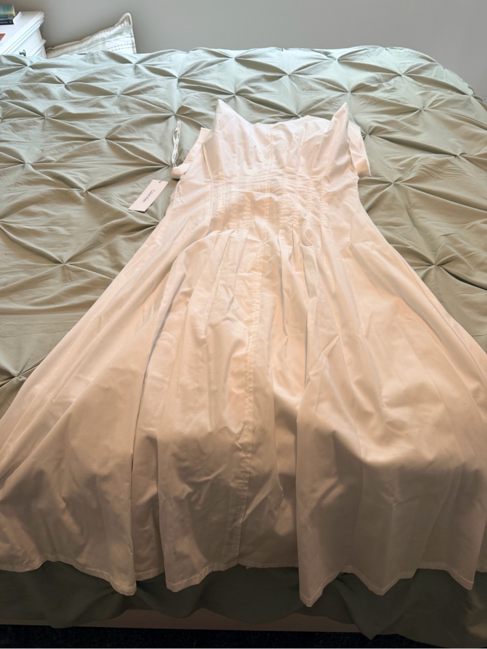 Calvin Klein White Cap-Sleeve Midi Shirt Dress - Picture 5 of 8